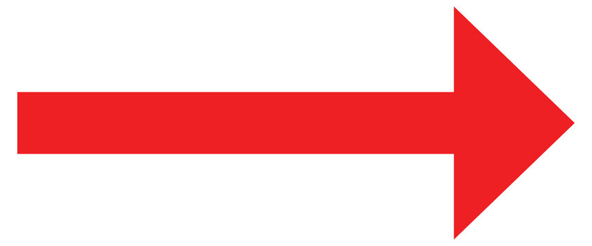 Black large forward or Right pointing solid long Arrow Icon. Red arrow icon. Long arrow isolated on white Background. Red Long Bold arrow . Right direction arrow .