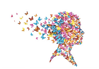 Fototapeta premium Colorful butterflies flying in swirling formation isolated on transparent background