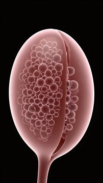 CGI Visualization of Ovarian Aging Reduced Follicle Count Illustrating Reproductive Health Decline in Medical Education
