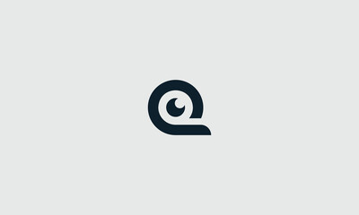 Abstract minimalist vector graphic design featuring a stylized lowercase letter q incorporating a central eye shape for vision concepts
