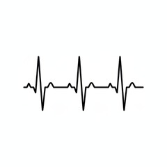 Black electrocardiogram line representing heartbeat pulse on white background