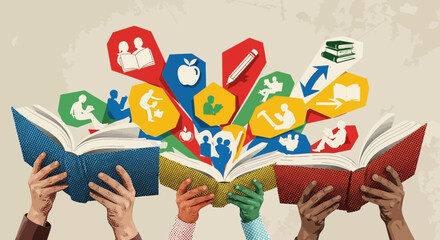 Fototapeta premium education concept, books and knowledge, learning and teaching