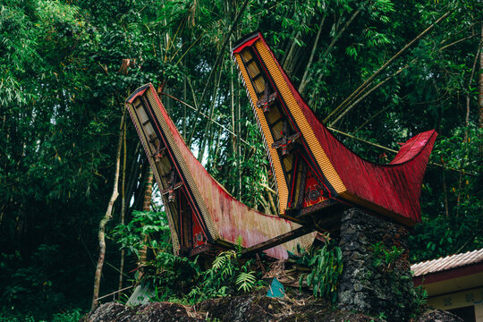 Traditional Tongkonan Roof Architecture in Toraja, South Sulawesi, Indonesia