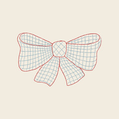 Fototapeta premium Hand drawn beautiful and cute blue bow. Vintage style blue bow illustration for design. Use bow illustration as print, element design, card, tattoo, sticker, label.