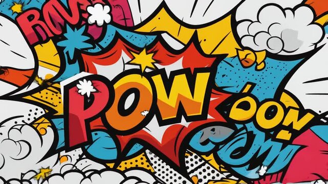 Vibrant comic book style explosion graphics.
