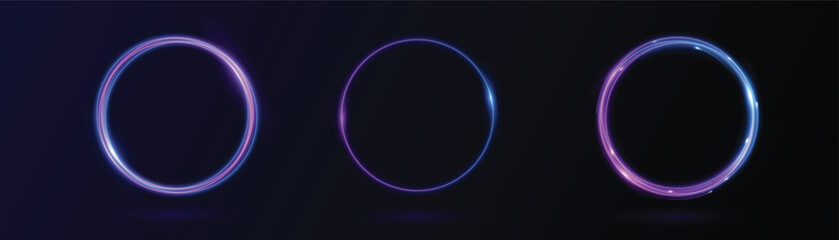 Obraz premium Glowing neon ovals in dark background