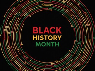 Fototapeta premium Black history month graphic with colorful concentric circles on black
