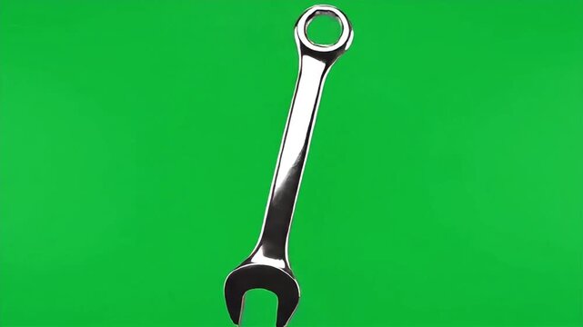 Series of Wrenches on Bright Green Background.