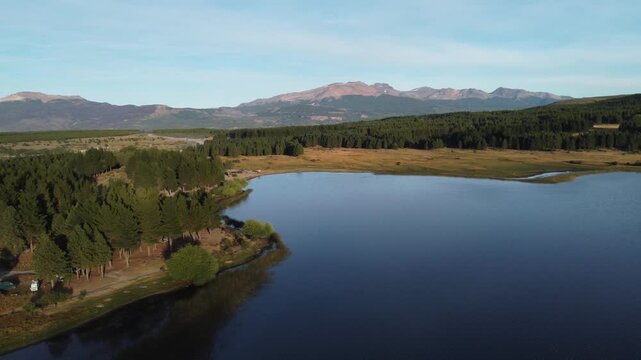 Laguna la Zeta in Esquel Patagonia &ndash; Camper Vans by Mountain Lake Drone Landscape