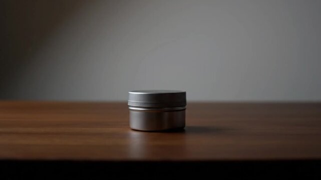Holding a Small Metal Container Over a Wooden Surface in Motion