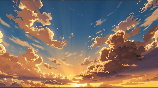 Dramatic Anime Sky with Fast Moving Clouds
