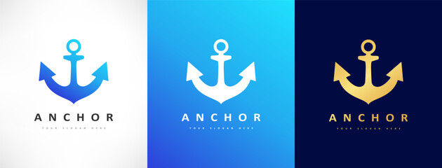 Anchor Nautical logo vector. Helm and anchor design