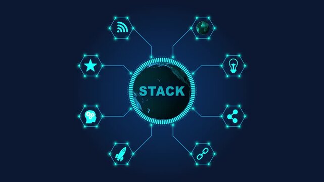 Technology Stack Concept with Global Network Connections and Innovative innovation business