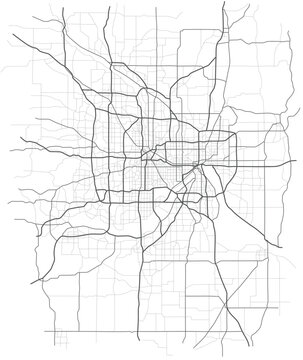 City map of Minneapolis. Town streets. Downtown gps navigation plan. Drawing scheme town, black line road on white background. Urban pattern texture. Vector