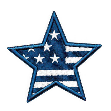 Blue star with white stars and stripes isolated on a transparent background