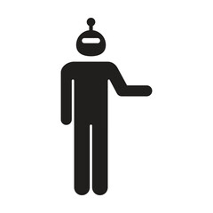 AI Robot Presentation Icon, Humanoid artificial intelligence robot presenting or explaining gesture pictogram icon in minimal solid style.