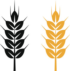 Fototapeta premium Wheat Ear Icon Vector Set with Black and Golden Grain Symbols for Agriculture Logos Organic Food Branding and Farm Design Projects