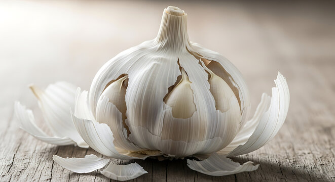 garlic on wood