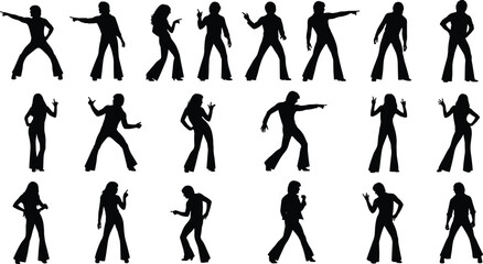 Fototapeta premium Dance silhouette illustration, dynamic action poses design, character movement artwork, creative animation concept, energetic figure grid, performance art graphic