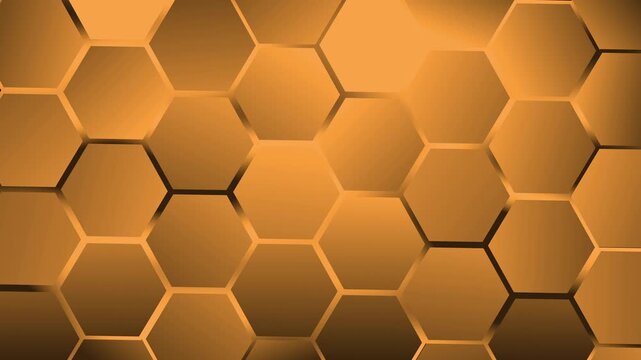 Hexagonal honeycomb background animation, Abstract hexagonal pattern with depth and gradient lighting