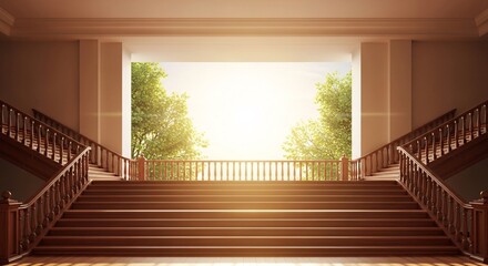 Staircase Leading to Bright Outdoor Space.