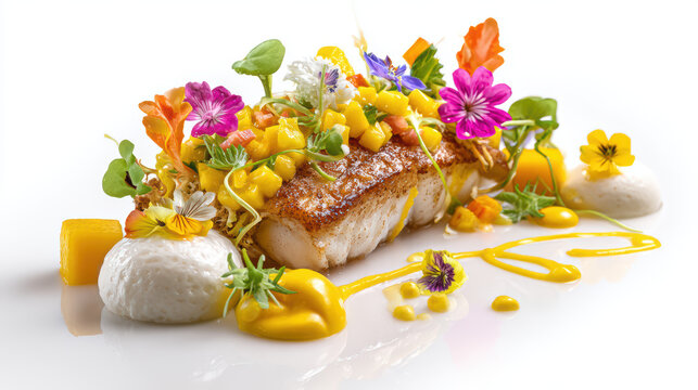 delicious red snapper with mango salsa and coconut