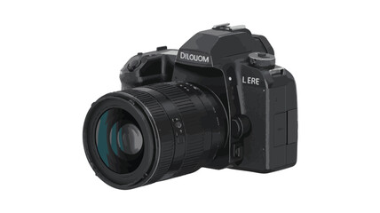 Fototapeta premium Black digital camera with large lens black camera equipment camera body