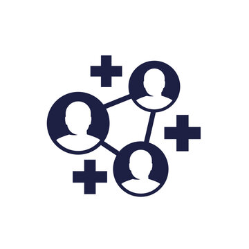 Medical referrals icon with patients on white