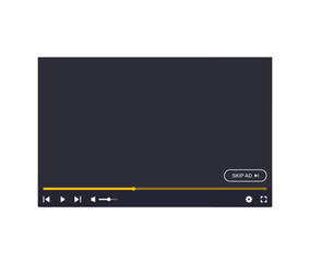 skip ad button and video player design, vector illustration