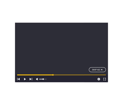 skip ad button and video player design, vector illustration
