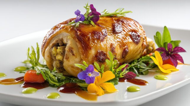 poussin with truffle stuffing and madei