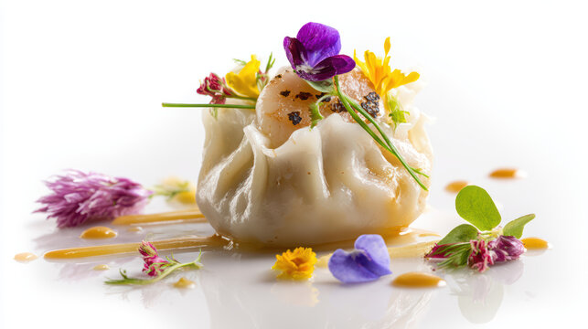 dim sum har gow with black truffle delicacy