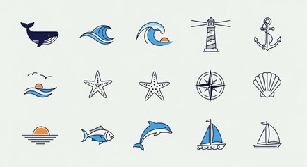 Collection of Hand Drawn Ocean Icons. © Budi