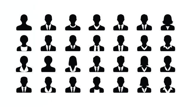 user avatar icon set. large collection of professional profile silhouettes for business, HR, and UI design