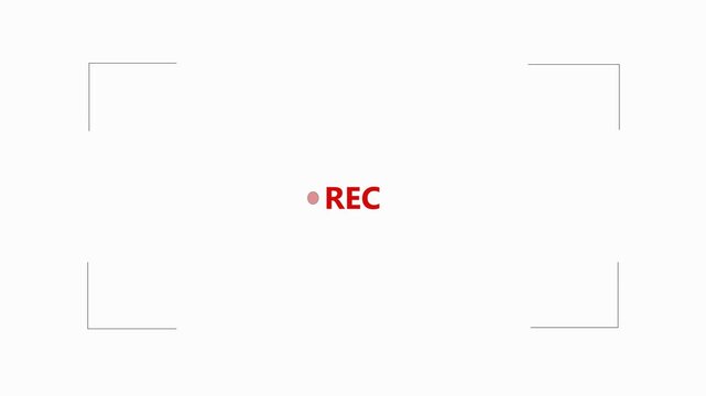 Recording button animation on a transparent background, framed recording sign, video camera viewfinder overlay sign, recording video button, broadcasting, camera overlay, voice recorder in 4k. 
