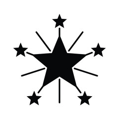 Obraz premium Black starburst illustration with radiating lines and smaller stars