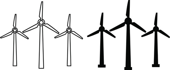 Wind turbines in various shading styles © Rohima