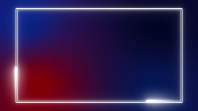 4K Animated Neon Frame Loop &ndash; Modern Glowing Video Overlay Background with Empty Center Screen for Live Streaming, Broadcast Media, YouTube Content and Digital Presentation