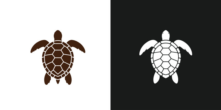 Turtle graphics displayed on contrasting white and black backgrounds in a split-screen format showcasing the versatility of simple illustrations