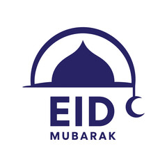 Eid Mubarak vector clipart with mosque dome and crescent moon for Islamic holiday greetings © azad