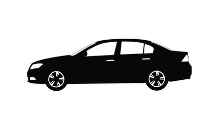 Obraz premium A black silhouette of a modern sedan car side view silhouette
