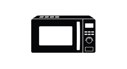 Obraz premium Black microwave oven icon simple design flat vector illustration silhouette