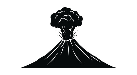 Dramatic volcanic eruption depicted in a striking black silhouette © MDSAJIB