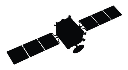 Detailed satellite illustration in a striking black silhouette © MDSAJIB