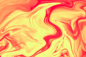 赤色と黄色の流動的なマーブル模様