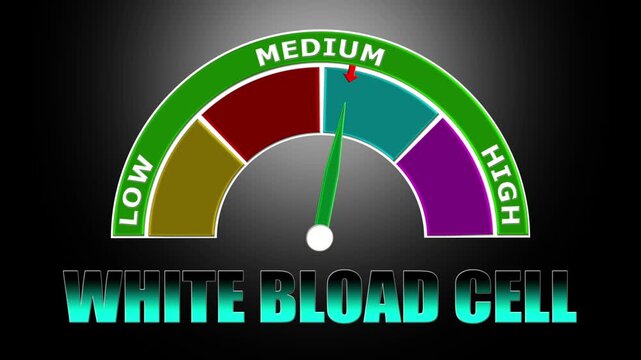 4K Animated White Blood Cell Count Meter Increasing from Low to High Levels , Monitoring Immune Response and Infection Markers.