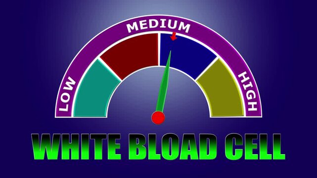 4K Animated White Blood Cell Count Meter Increasing from Low to High Levels , Monitoring Immune Response and Infection Markers.