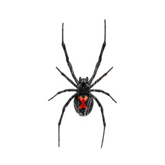 Black Widow Spider Red Hourglass Venomous Arachnid Insect Creepy Halloween Wildlife Entomology Dangerous Predator Isolated PNG Cutout