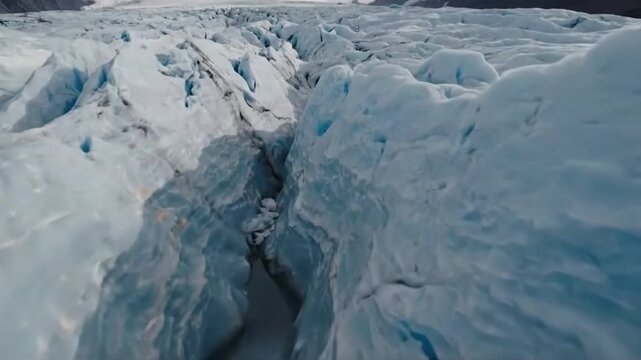 Subtle Ice Dynamics Showcasing the gentle, imperceptible motion and shifting textures of glacial surfaces.