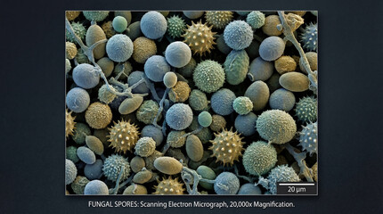 Microscopic View of Pollen Grains and Spores.